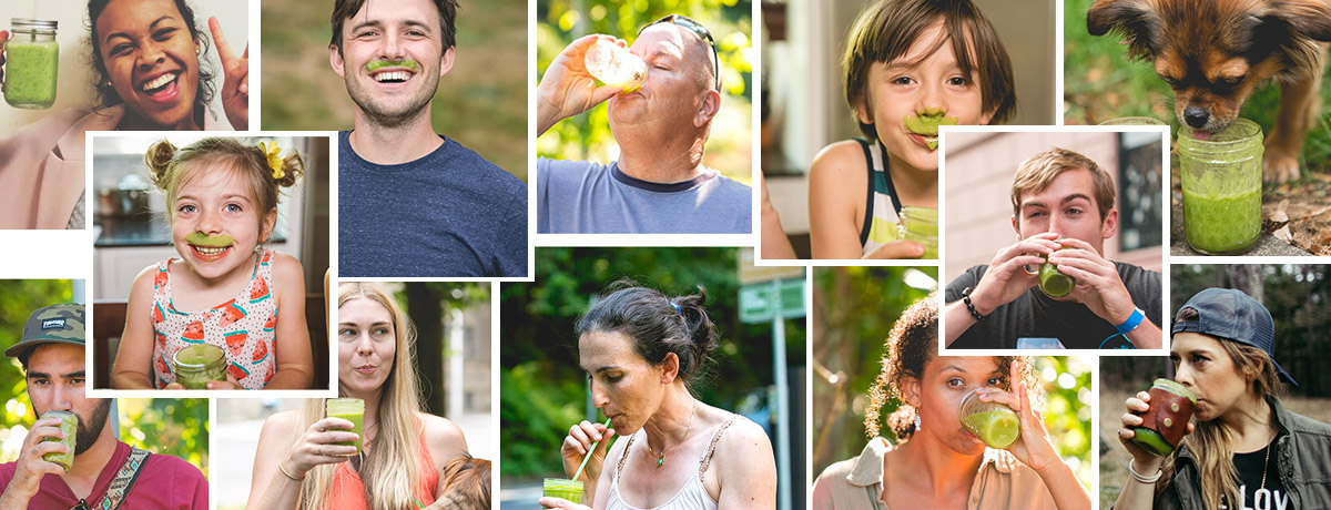 people drinking green smoothies